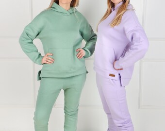 Purple Sweatsuit Hoodie and Joggers Set 