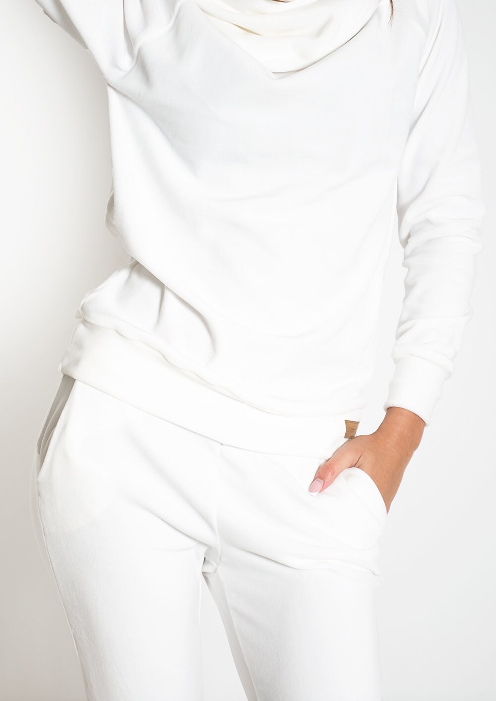 White Velvet Matching Set Tracksuit 