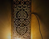 Moroccan lamp shades Wall Lamp Decor Lamp rectangular Carved Hammered Patina Brass Sconce 14 quot Medium