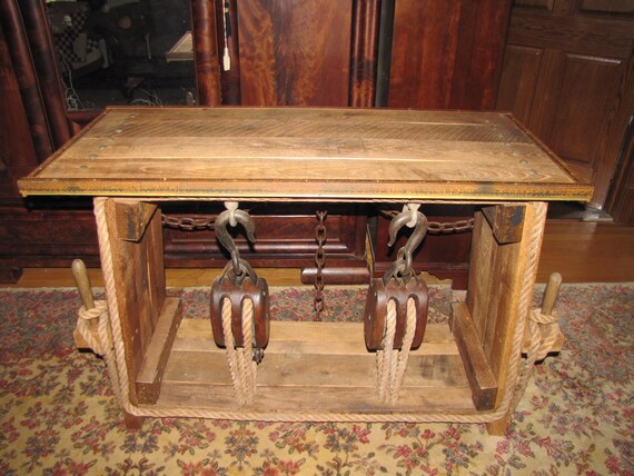 Antique Block And Tackle Nautical Table - Nautical Sofa Table Antique Block And Tackle Nautical Table - Nautical Sofa Table