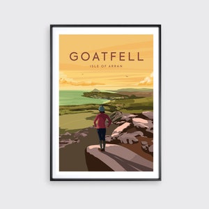 Goatfell, Isle of Arran, A3 Print & A2 Posters, Vintage travel illustration