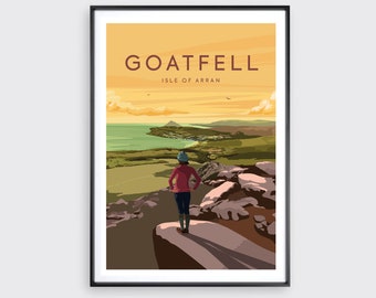 Goatfell, Isle of Arran, A3 Print & A2 Posters, Vintage travel illustration