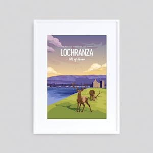 Lochranza, Isle of Arran, Print, Vintage travel illustration
