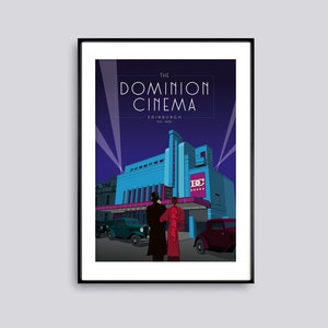 The Dominion Cinema, Edinburgh, A4 & A3 Prints, vintage travel illustration