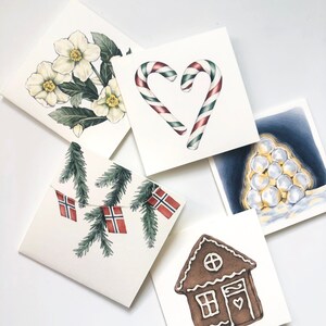 Set van 5 kerstkaarten // cadeaukaartjes // kleine kerstkaarten // cadeauaccessoires // gevouwen ansichtkaarten // peperkoek // kerstroos