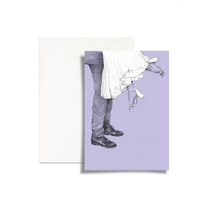 Carte de voeux pliée // carte avec enveloppe // carte illustrée // illustration de mariage // jeunes mariés // carte postale // carte de fiançailles