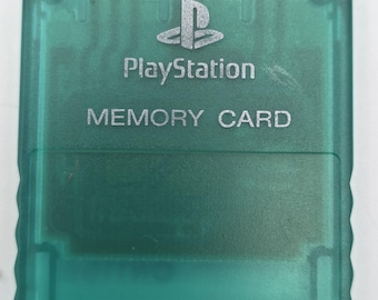 Tarjeta de memoria Sony PlayStation PS1 color verde esmeralda (limpia y probada)