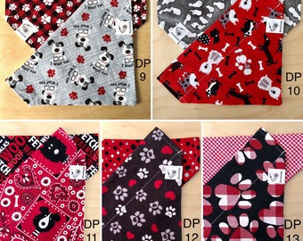 Handmade reversible collar scarves (bandana) -- Dog prints — DP9, DP10, DP11, DP12, DP13