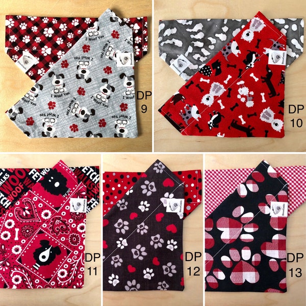 Handmade reversible collar scarves (bandana) -- Dog prints — DP9, DP10, DP11, DP12, DP13