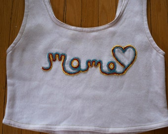 Tank top with hand embroidery mama