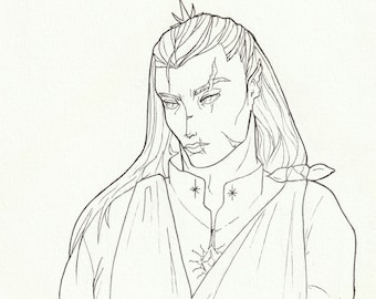 Maedhros in Recovery • The Silmarillion • Ink Drawing