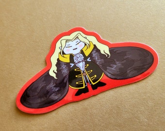 Chibi Alucard in a BIG CAPE • Castlevania: Symphony of the Night • Waterproof Vinyl Sticker