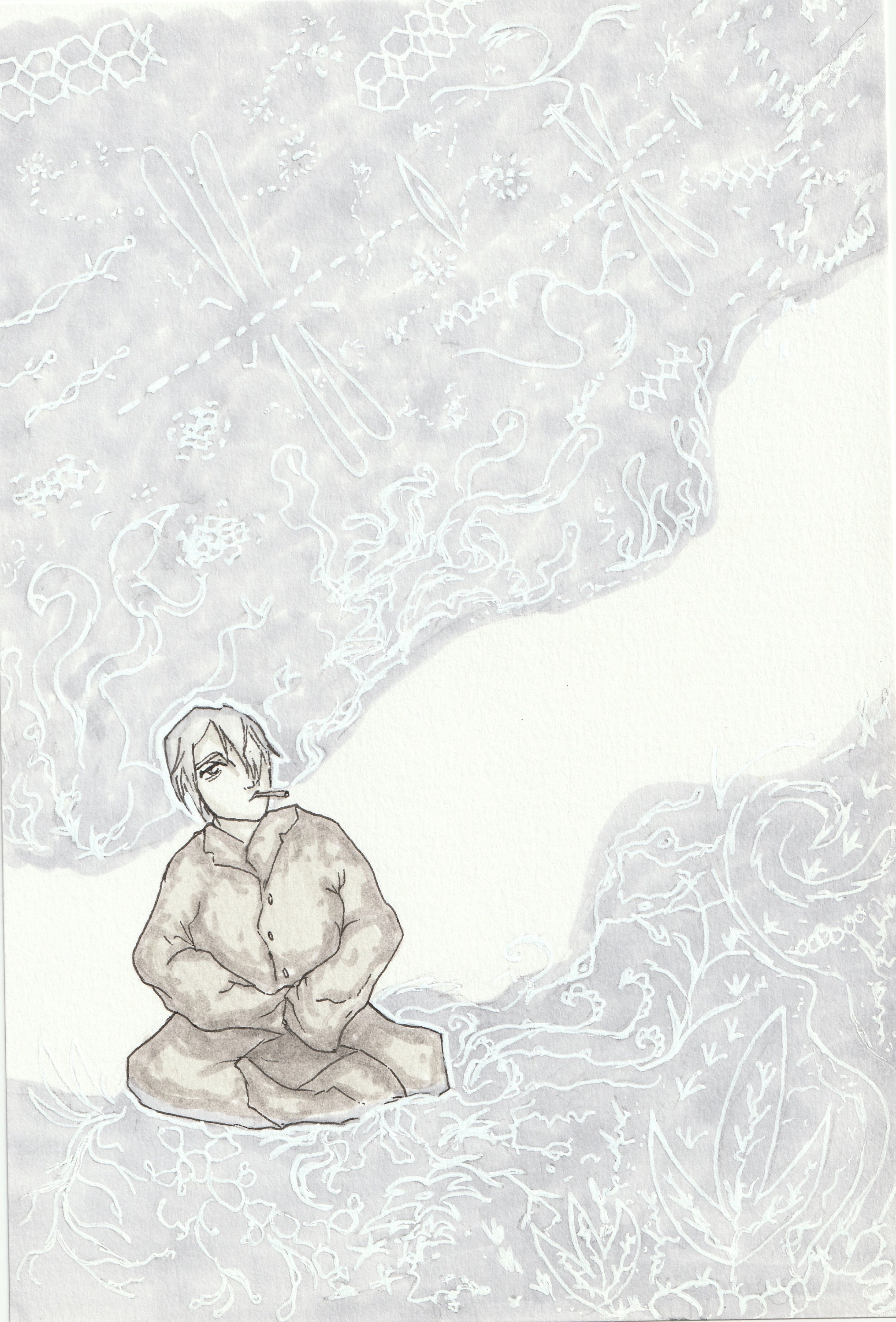 Ginko & the River of Light • Mushishi • Ink Drawing