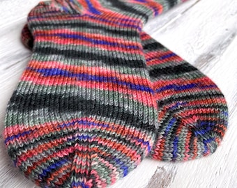 Handgebreide wollen sokken, van handgeverfde Merino wol, extra zacht en warm, maat 38-39