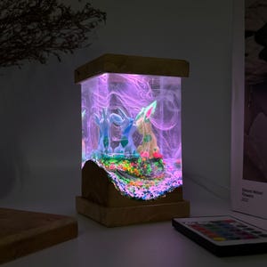 Glaceon leafeon resin lamp, pokemon epoxy lamp, pokemon gift, pokemon birthday, custom resin lamp, epoxy resin lamp image 2