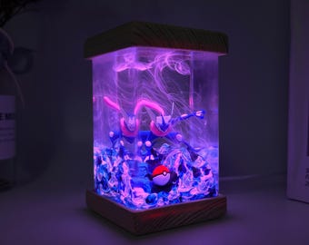 Resin lamp, greninja pokemon gift, pokemon epoxy resin lamp, pokemon birthday, epoxy night light, custom epoxy lamp, bedside lamp