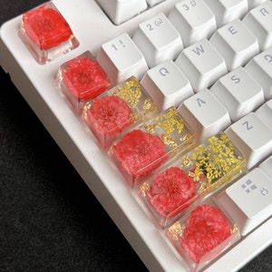 Resin Rose Keycap: Custom Botanical Cherry MX Spacebar
