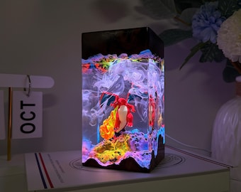 Resin lamp charizard, epoxy resin lamp, pokemon epoxy lamp, custom epoxy lamp, pokemon decor