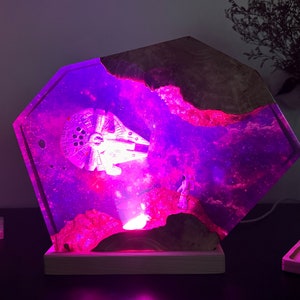 Handmade Spaceship Galaxy Resin Lamp: Interstellar Night Light