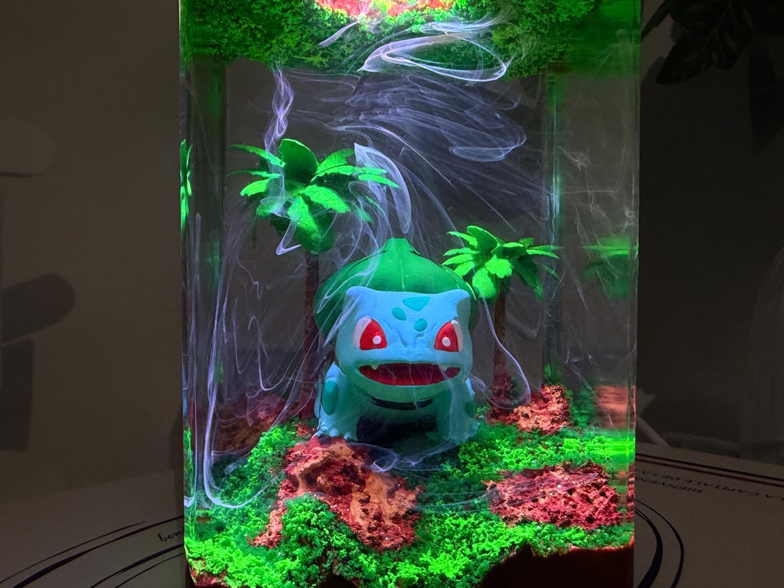 Pokemon Resin Night Light, Custom Pokemon Resin Lamp, Bulbasaur Resin ...