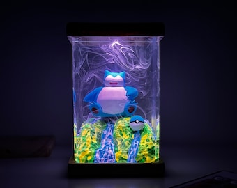 Pokemon gift, pokemon birthday, bedside lamp, custom epoxy lamp, snorlax pokemon lamp, epoxy lamp, resin lamp, decor lamp