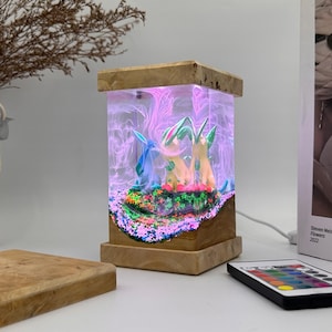 Glaceon leafeon resin lamp, pokemon epoxy lamp, pokemon gift, pokemon birthday, custom resin lamp, epoxy resin lamp image 9