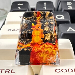 Custom keycaps, spacebar keycap, pokemon keycap, pokemon spacebar, custom spacebar, resin keycap set, 3d printed keycap, artisan spacebar Charmander Pokemon