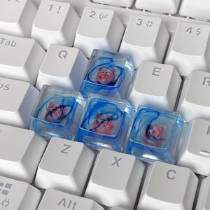 WASD keycaps, Arrow keycaps, Transparent keycap, Pink keycaps, Artisan keycap, Resin keycap, Keycap set, Space bar keycap, Cherry MX keycap