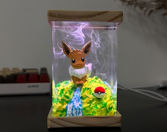 Eevee evolution resin lamp, eevee epoxy lamp, custom epoxy lamp, pokemon gift, epoxy lamp, pokemon birthday, resin night light