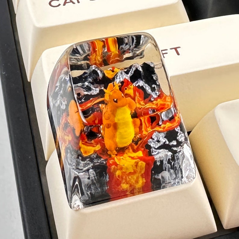 Custom keycaps, spacebar keycap, pokemon keycap, pokemon spacebar, custom spacebar, resin keycap set, 3d printed keycap, artisan spacebar Dragonite Pokemon