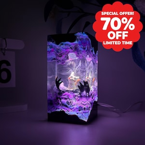 Żywiczna lampka nocna Mimikyu, lampa epoksydowa Pokémon, lampa żywiczna Pokémon, urodziny Pokémon