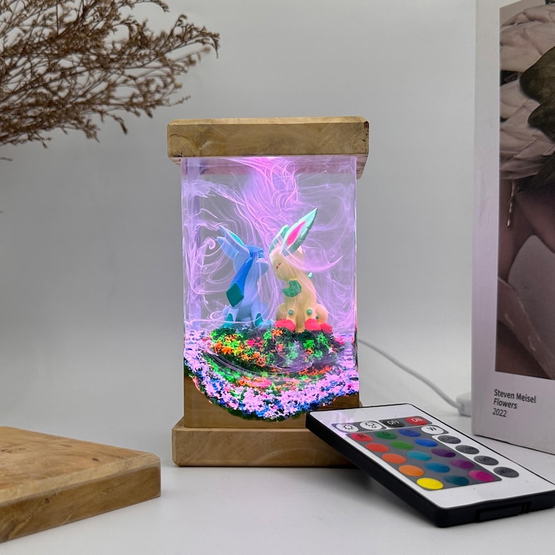 Glaceon leafeon resin lamp, pokemon epoxy lamp, pokemon gift, pokemon birthday, custom resin lamp, epoxy resin lamp image 6