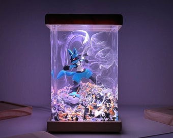 Lサイズ - ミュウツーポケモンのエポキシランプ カスタム樹脂ランプ、ルカリオポケモンエポキシランプ、ポケモンギフト
