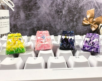 Pokemon keycap, resin keycap, custom keycap, eevee evolution, umbreon, espeon, sylveon, jolteon, artisan keycaps, esc keycap, resin keycap