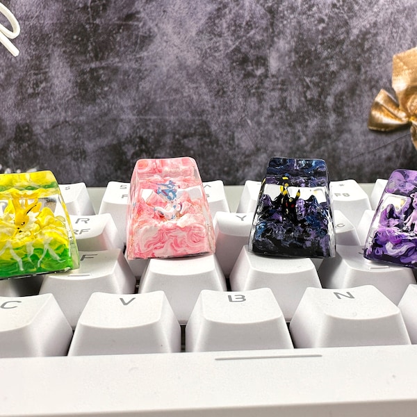 Tasti Pokemon, tasti in resina, tasti personalizzati, evoluzione di Eevee, Umbreon, Espeon, Sylveon, Jolteon, tasti artigianali, tasti esc, tasti in resina