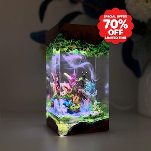 Pokemon epoxy lamp eevee evolution, eevee evolution pokemon night light, pokemon birthday, pokemon gift