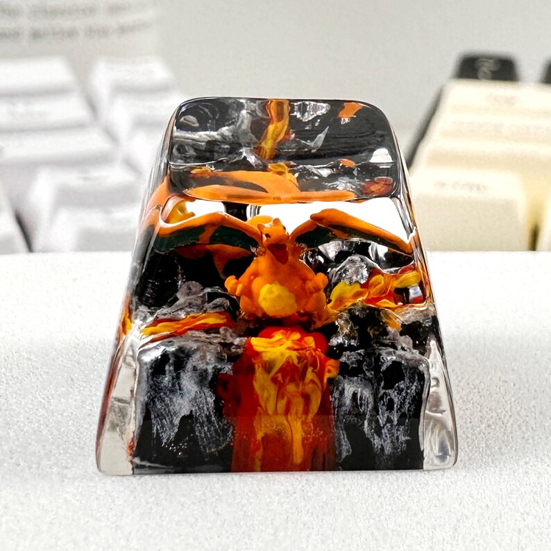 Custom keycaps, spacebar keycap, pokemon keycap, pokemon spacebar, custom spacebar, resin keycap set, 3d printed keycap, artisan spacebar Charizard Pokemon