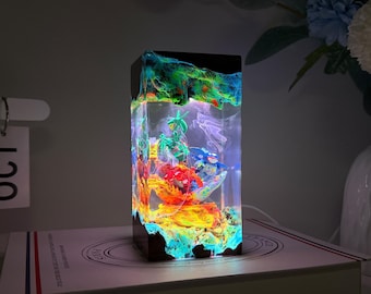 Lampa epoksydowa Pokemon, lampa żywiczna Pokemon Weather Trio, lampa epoksydowa Pokemon Rayquaza Kyogre Groudon, prezent Pokemon