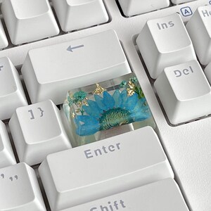 Floral Resin Spacebar Keycap: Blue Flower, Cherry Profile image 2