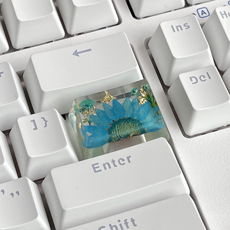 Floral Resin Spacebar Keycap: Blue Flower, Cherry Profile image 2
