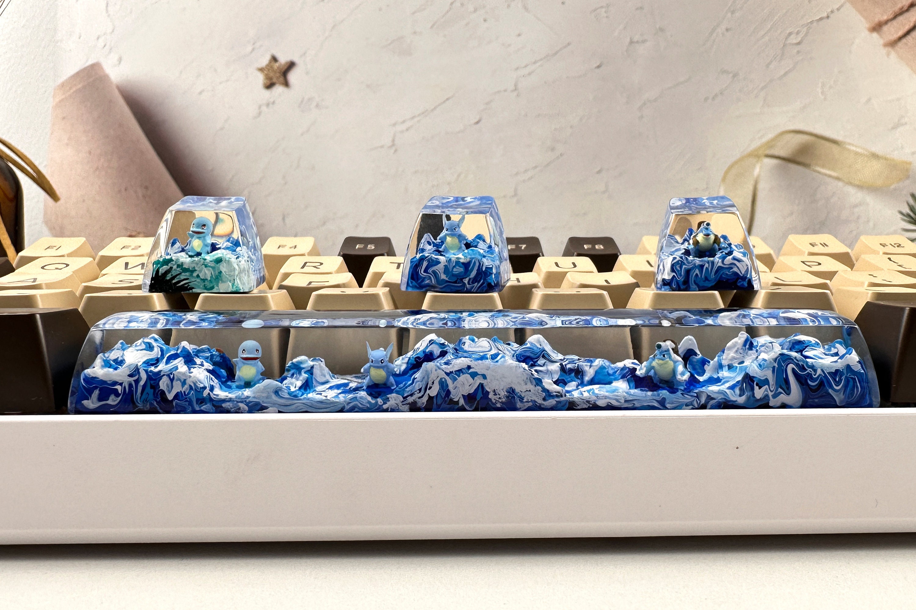 Squirtle Evolution, Wartortle, Blastoise, Water Themed Artisan Keycap ...