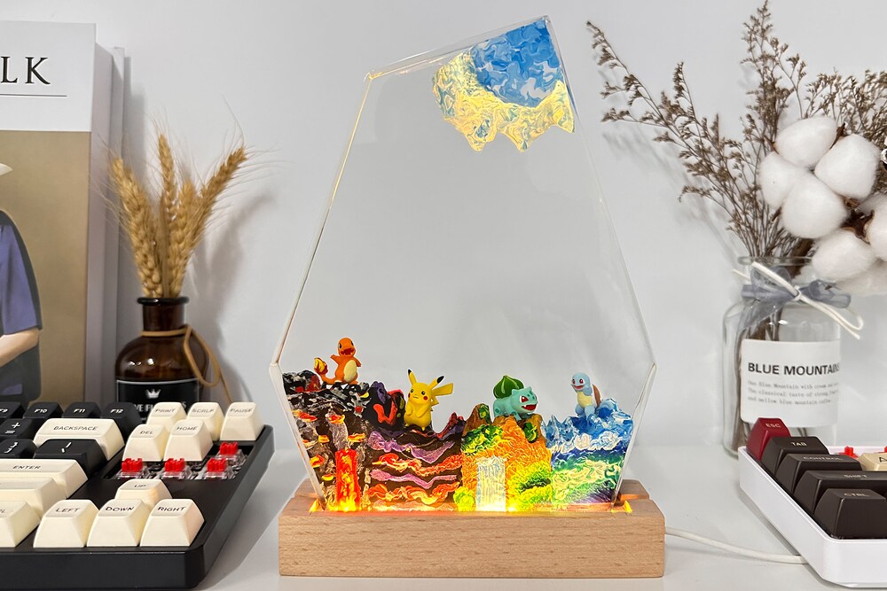 Pokemon Resin Lamp, Pokemon Gifts, Epoxy Lamp, Custom Resin Lamp, Custom Pokemon, Custom Night Light, Resin Night Light, Epoxy Resin Lamp Bespoketshirt Collections