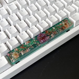 Vintage flower keycap, Retro keycaps, Spacebar keycap, Novelty keycap, Green keycap, Cute keycap set, Resin keycap set, Cherry MX keycaps