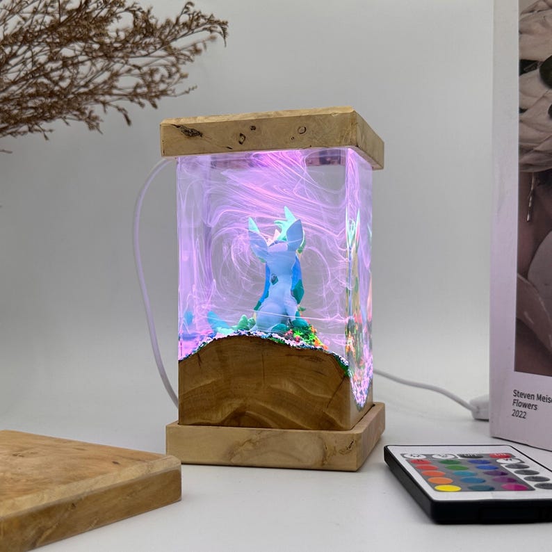 Glaceon leafeon resin lamp, pokemon epoxy lamp, pokemon gift, pokemon birthday, custom resin lamp, epoxy resin lamp image 8