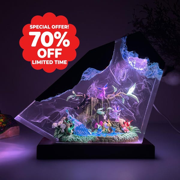 Pokemon resin lamp eevee evolution, eevee evolution resin night light, pokemon birthday, pokemon gift