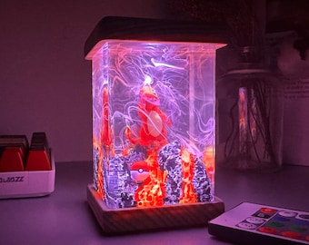 Prezent z motywem Pokemona Charmandera, lampa z żywicy, lampa z żywicy epoksydowej z motywem Pokemona, niestandardowa lampka nocna, lampa z żywicy epoksydowej, lampka nocna, niestandardowa lampa epoksydowa