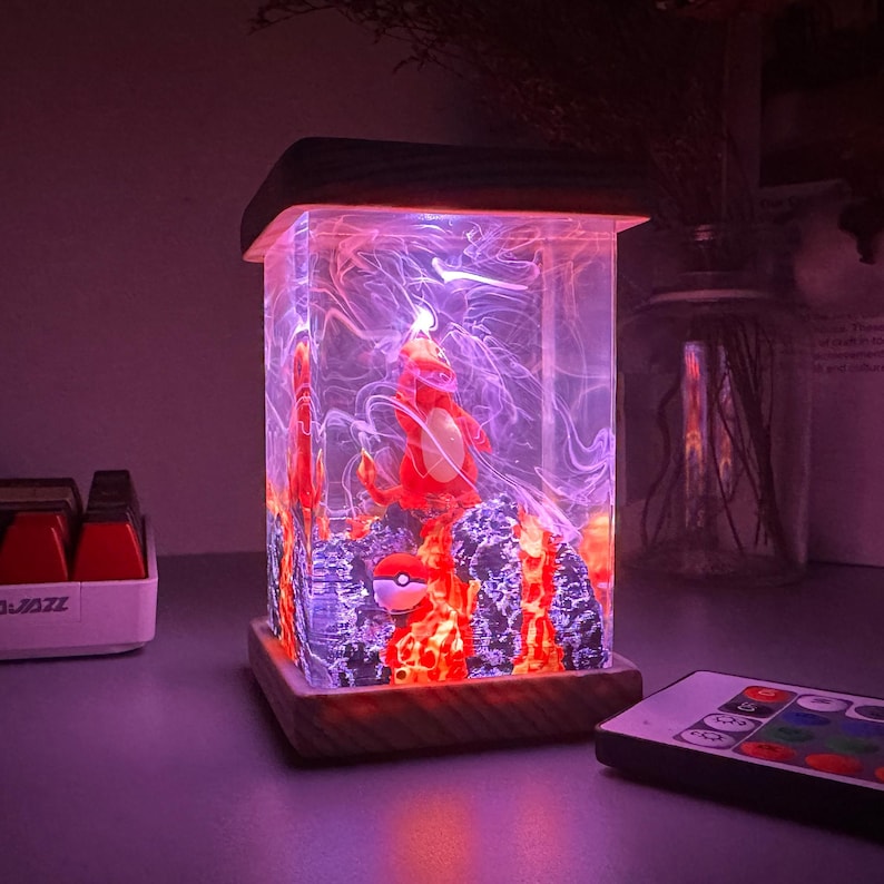 Charmander Pokemon Gift, Resin Lamp, Epoxy Pokemon Lamp, Custom Night ...