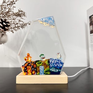Lampe en résine Pokémon, lampe en résine personnalisée, lampe époxy, cadeaux pokemon, veilleuse personnalisée, veilleuse en résine, lampe en résine époxy