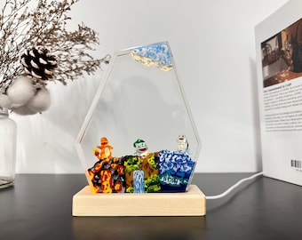 Pokemon resin lamp, custom resin lamp, epoxy lamp, pokemon gifts, custom night light, resin night light, epoxy resin lamp