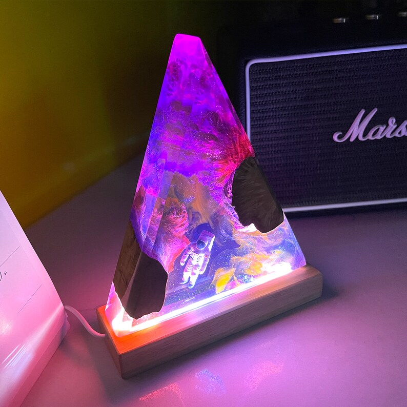 Wood Resin Galaxy Lamp Resin Night Light Floor Lamp Etsy